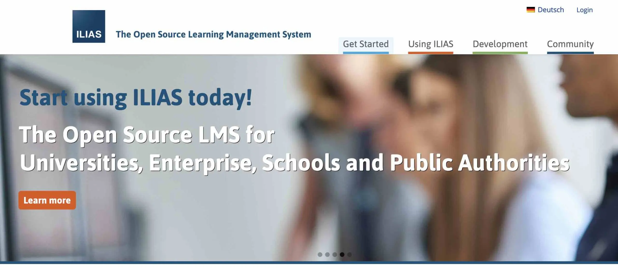 Ilias open source lms main page